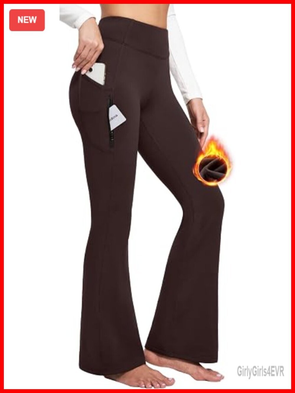 Fleece Lined Yoga Pants with Pockets Water Resistant Hiking Pants High Waist